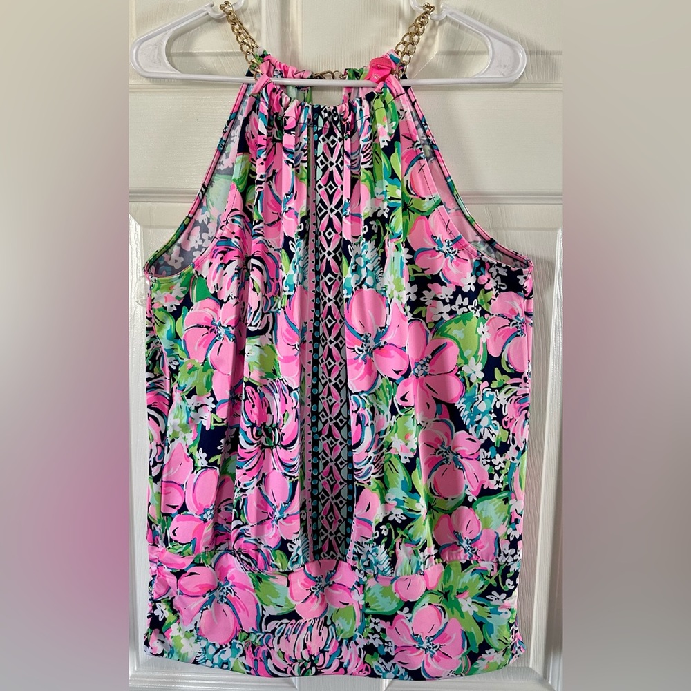 Lily Pulitzer Bowen top gold chain halter
